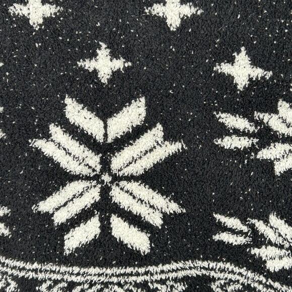 Barefoot Dreams CozyChic Seaside Pullover Black Fair Isle Crew Neck Size Large - Picture 9 of 13